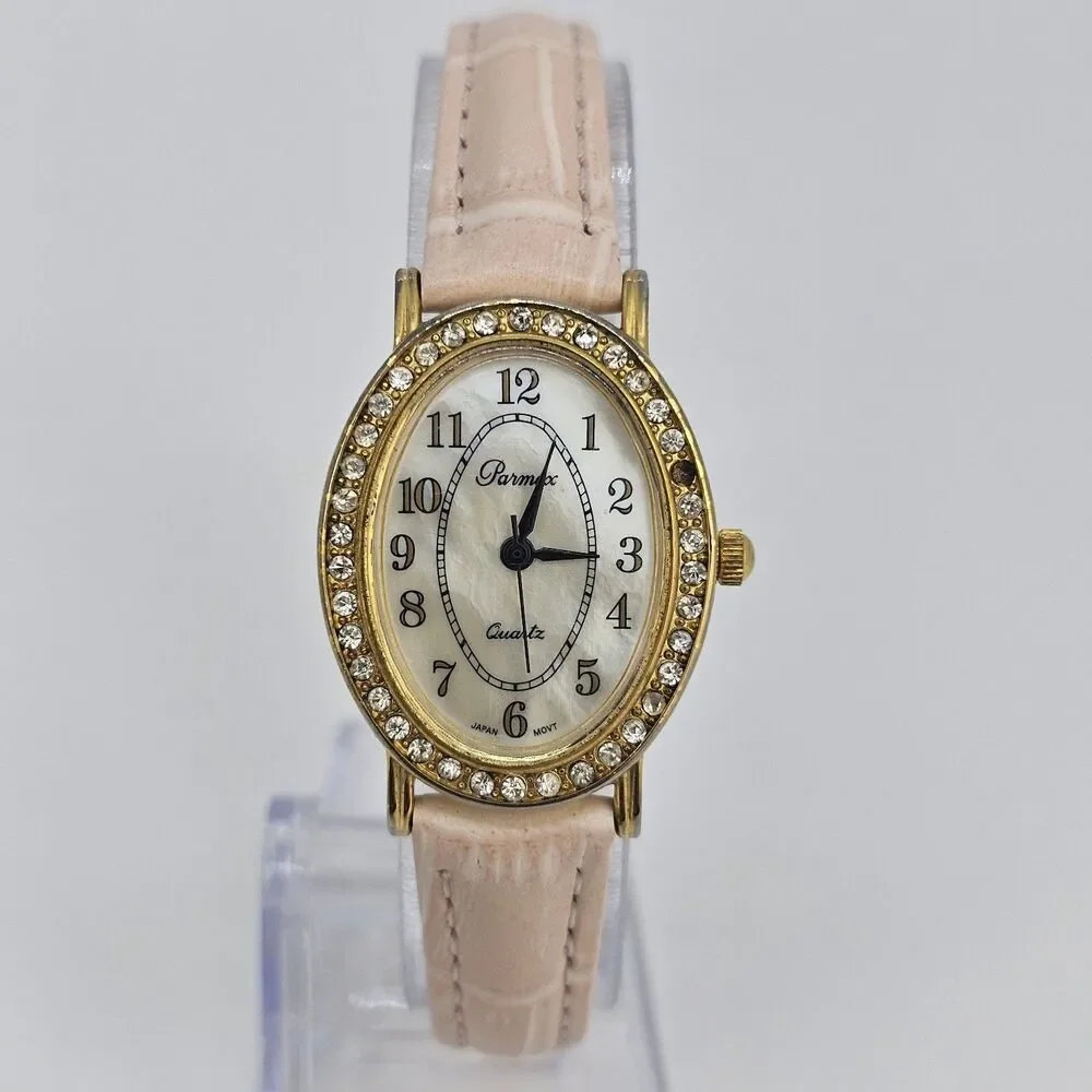 VTG Parmex Women's Watch 24MM MOP Dial New Pink Leather‎ Bands New Battery